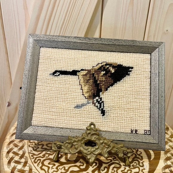 Other - Canadian Goose Needlepoint Framed Vintage 80s Artwork Handmade
